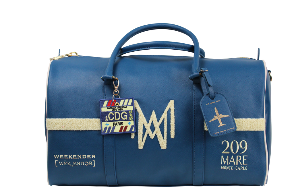 brock collection x minnow provence blue weekender bag